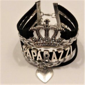 Black/Silver Crown Paparazzi Heart Charm Bracelet